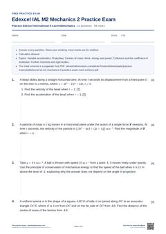 First page of the Edexcel IAL M2 Mechanics 2 Practice Exam PDF
